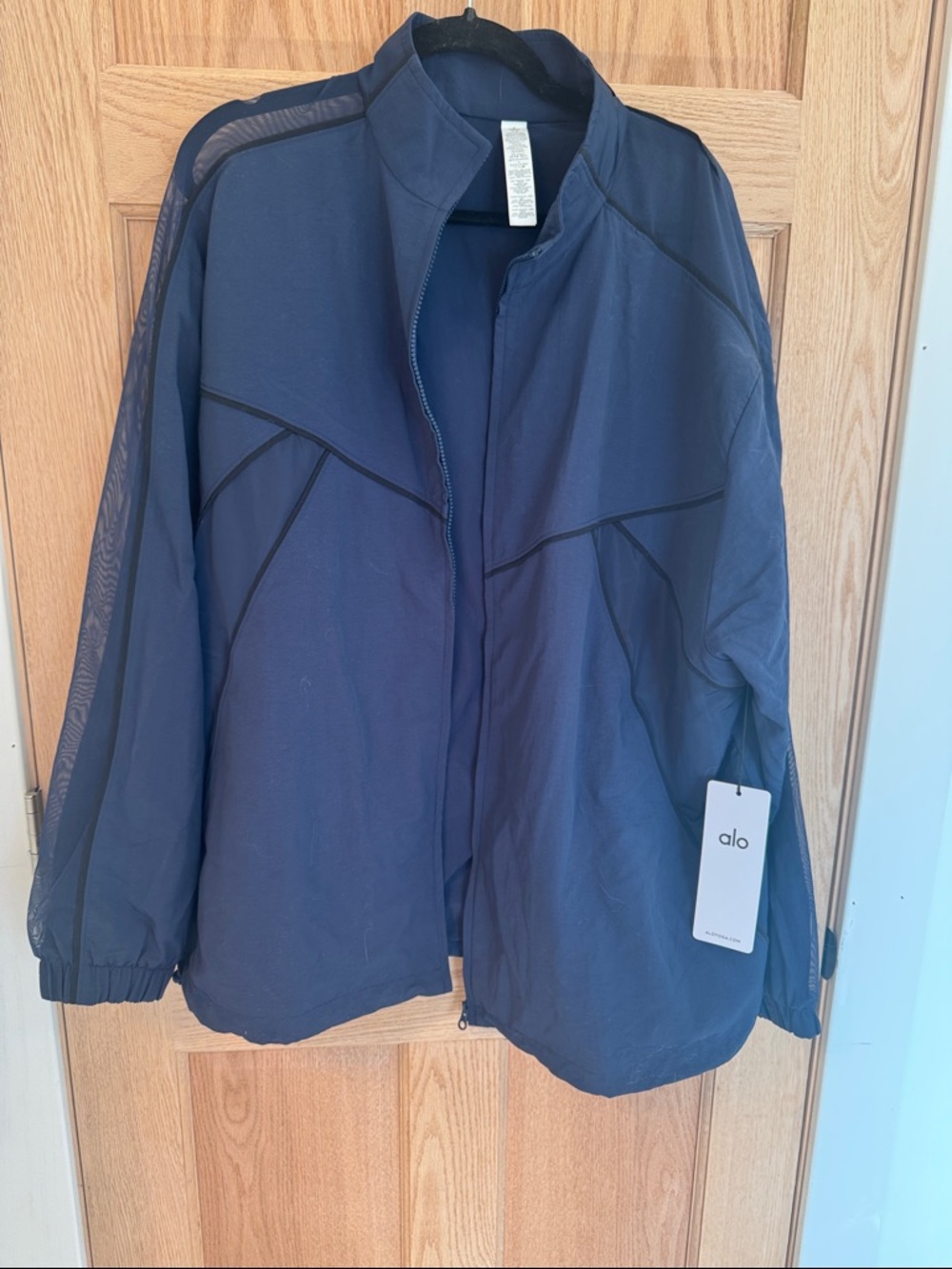 ALO Yoga Navy and Black Origin Full-Zip Track Jacket